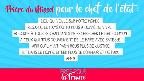 Prière du Missel pour le chef de l'Etat - Neuvaine Prier pour la France